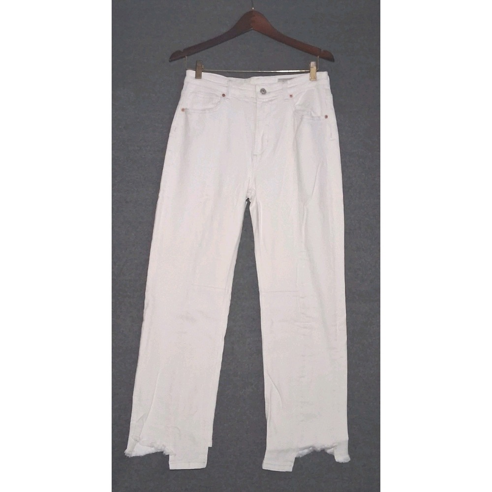 ALLSAINTS Kim Women's Denim Jeans Size 28 White Straight Leg Mid Rise Raw Hem